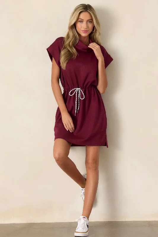 See The End Burgundy Drawstring Mini Dress