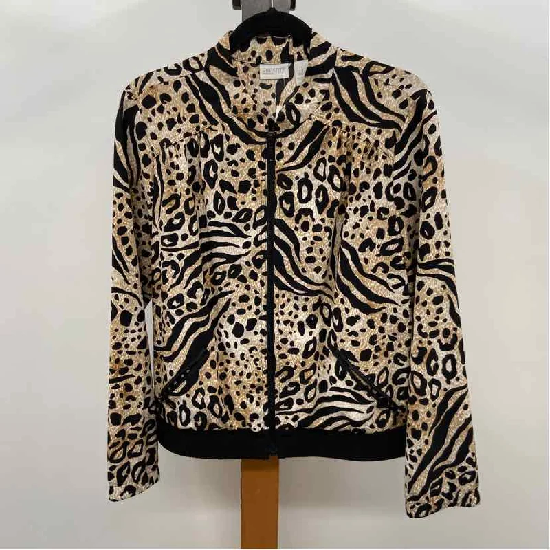 Chico's Women's Size M Beige Animal Print Jacket