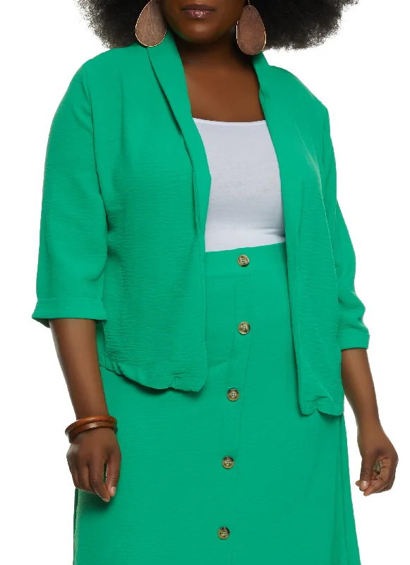 Plus Size Airy Quarter Sleeve Blazer