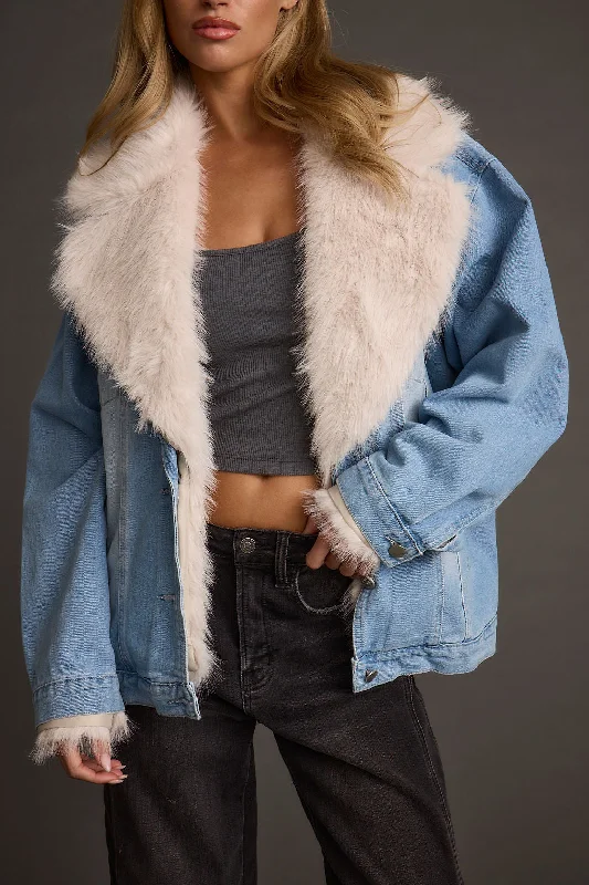 Rylee Denim Jacket with Faux Fur Trim