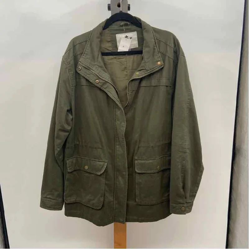 Wenven Women's Size 3X Olive Solid Jacket