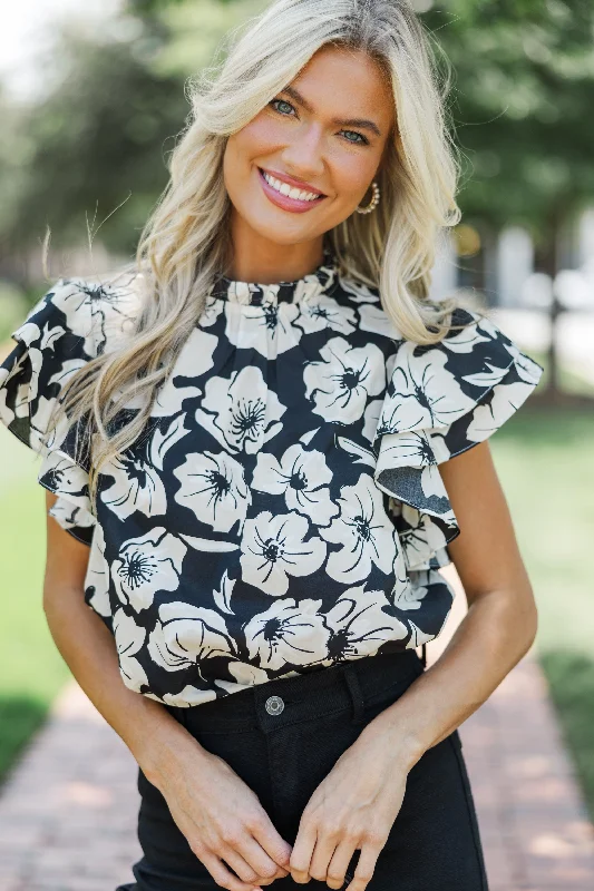 All Heart Black Floral Blouse