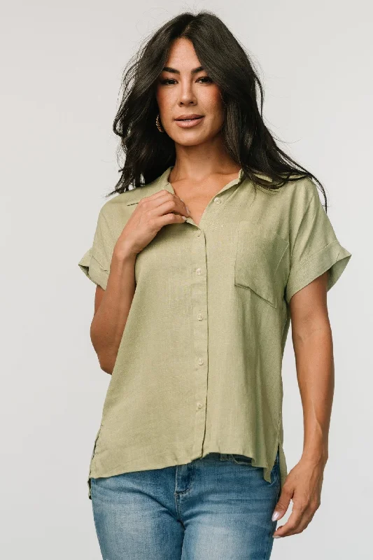 Andrews Button Top | Sage