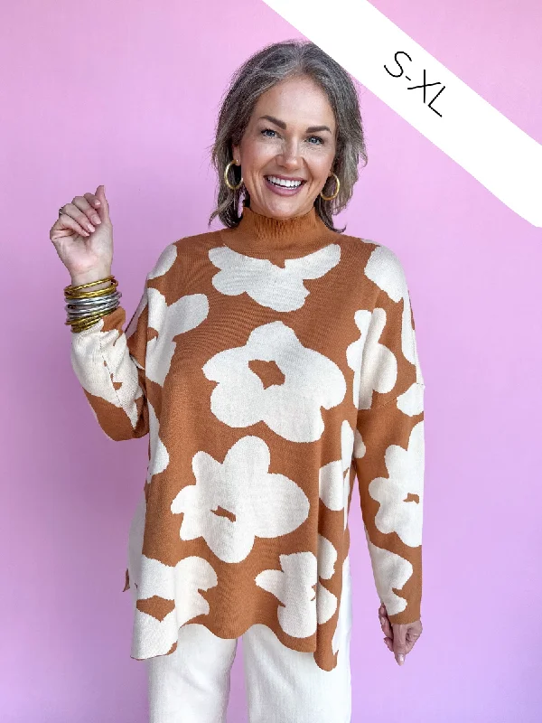 Funky Florals Sweater - Toffee