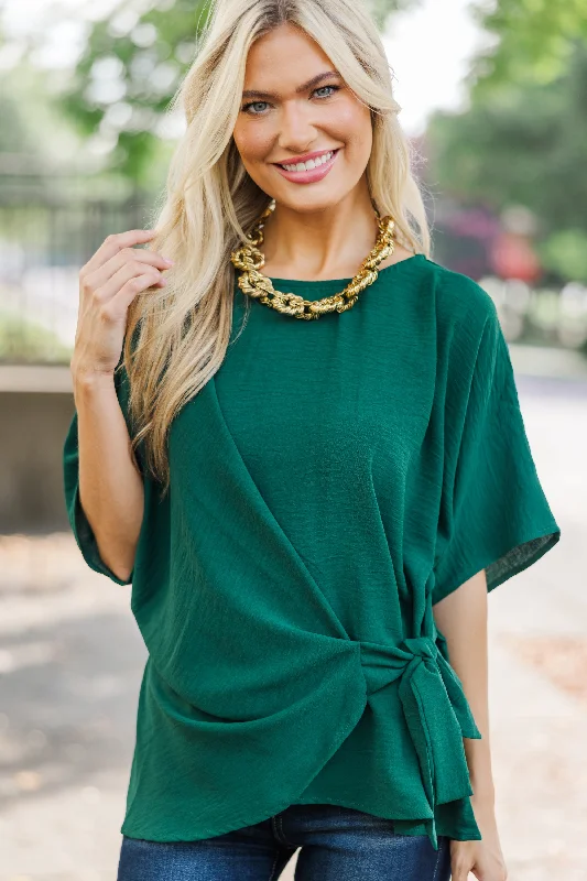 Happy Thoughts Emerald Green Tied Blouse