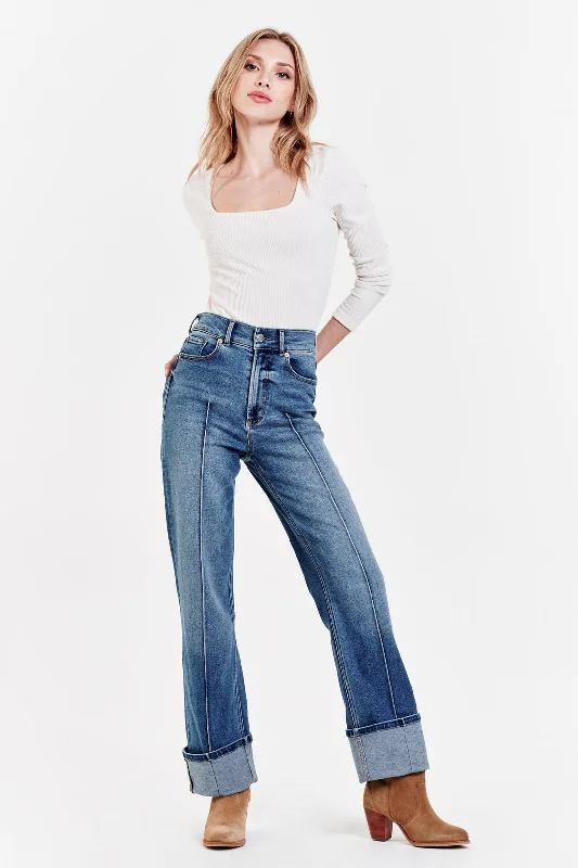 Holly Super High Rise Cuffed Straight Jeans