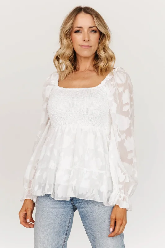 Ines Smocked Top | White