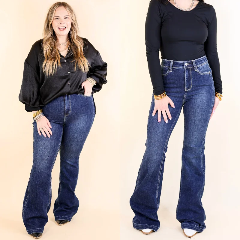 Judy Blue | Perfect Angles High Waisted Flare Jean with an Angled Side Seam in Dark Wash