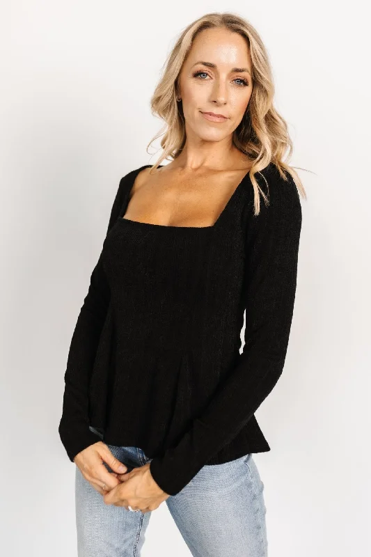 Murphy Square Neck Top | Black