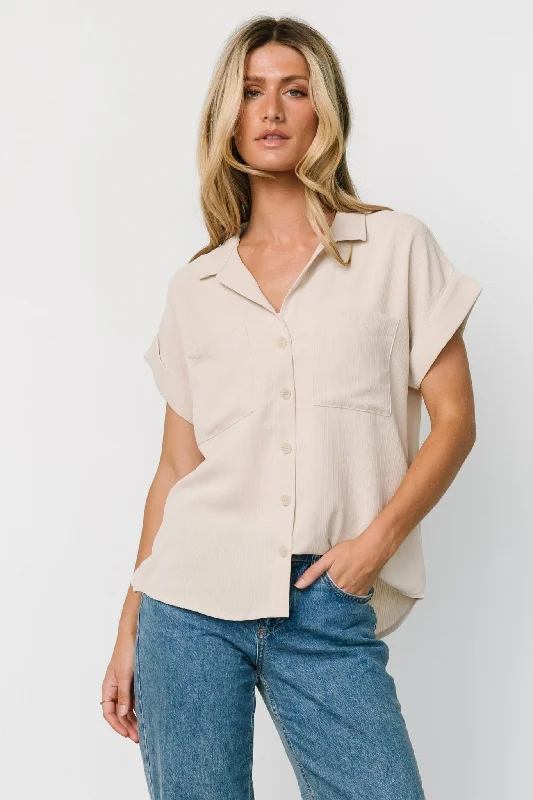 Shaylee Button Up Top | Natural