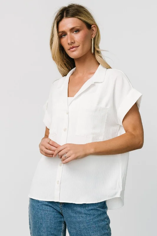 Shaylee Button Up Top | Off White