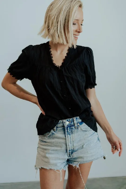 Sloane Button Top | Black