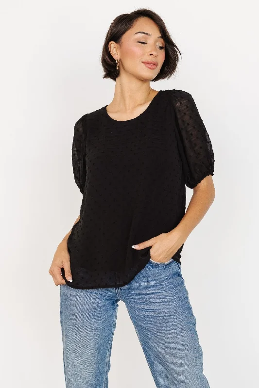 Tawnie Swiss Dot Top | Black