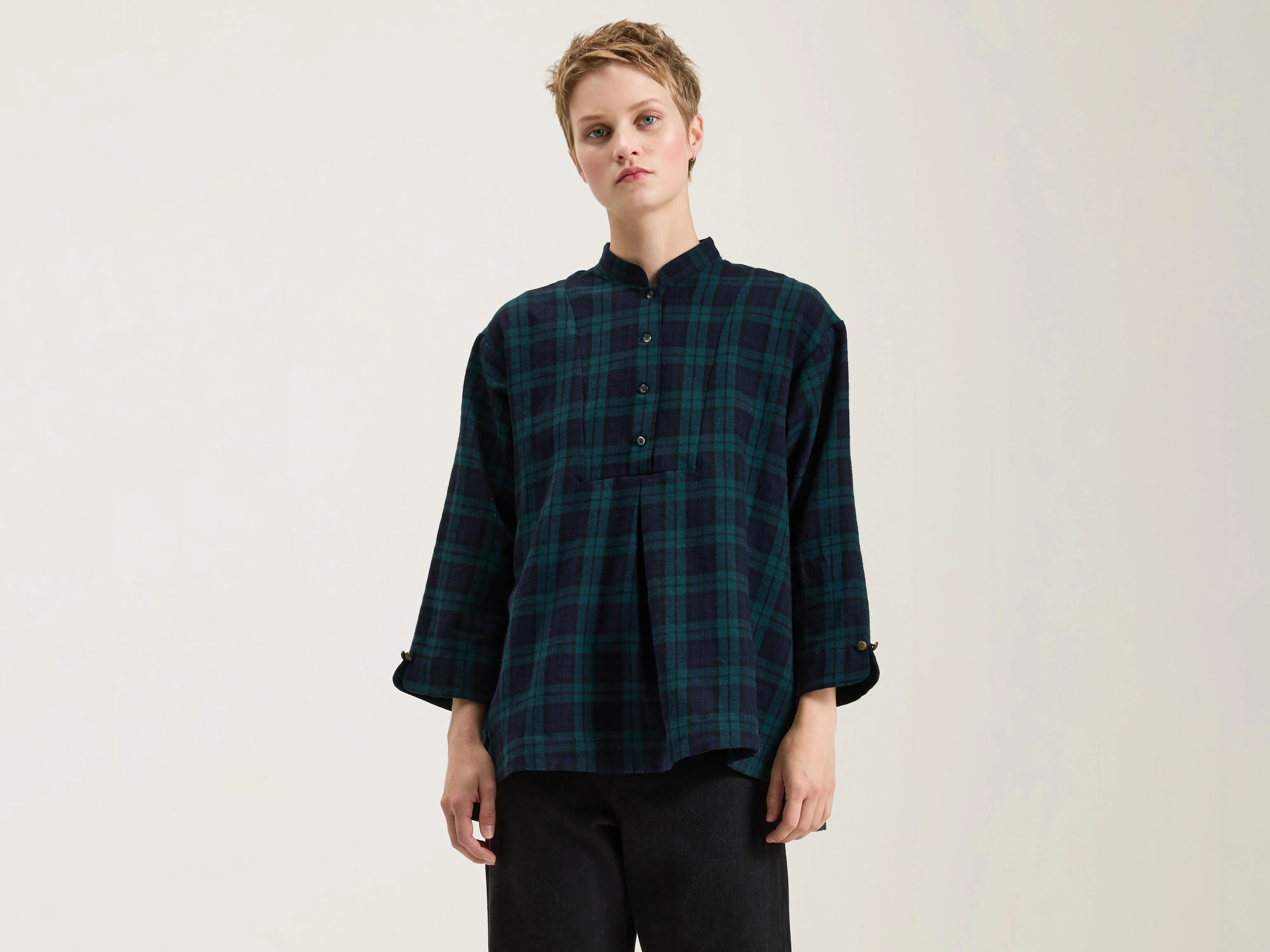 Wool And Cotton Pullover Shirt (242 / W / BLACK)