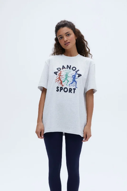 Campus Short Sleeve Oversized T-shirt - Light Grey Melange