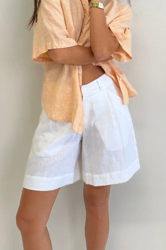 White Tailored Linen Short