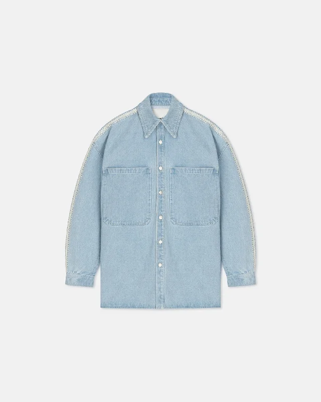 Beaux - Crochet-Trimmed Denim Shirt - Eco Bleach