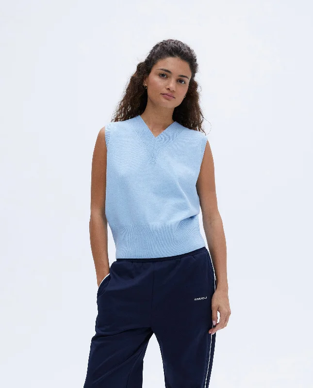 V Neck Knit Vest - Powder Blue