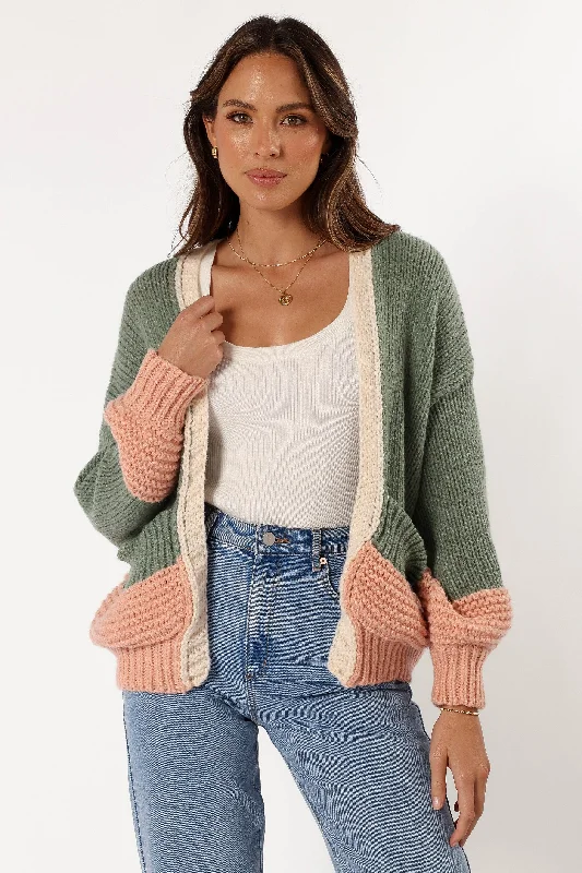 Alma Open Front Cardigan - Green