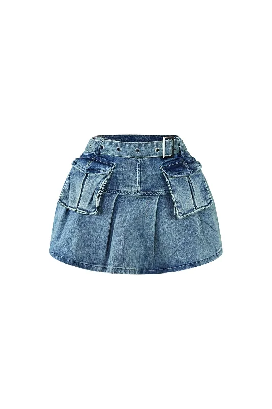 Come Back Vintage Cargo Denim Skirt