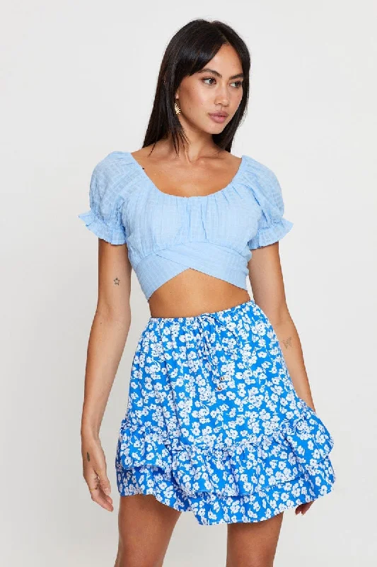 Print Flare Skirt Mini High Rise