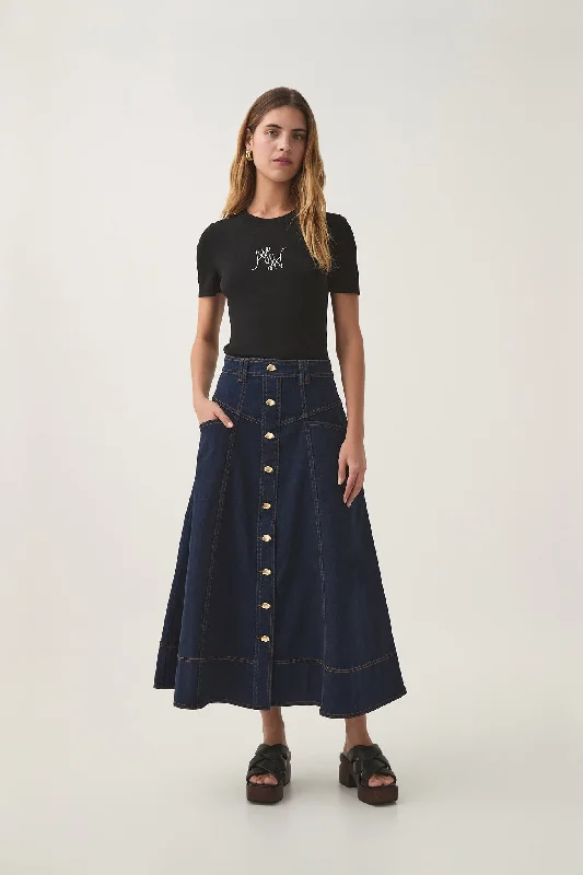 Resonance Denim Midi Skirt