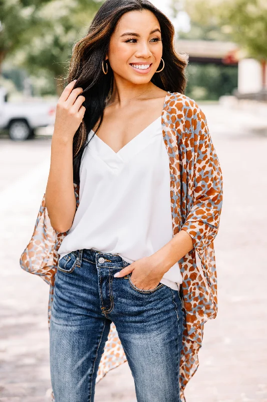 Take The Time Brown Leopard Kimono