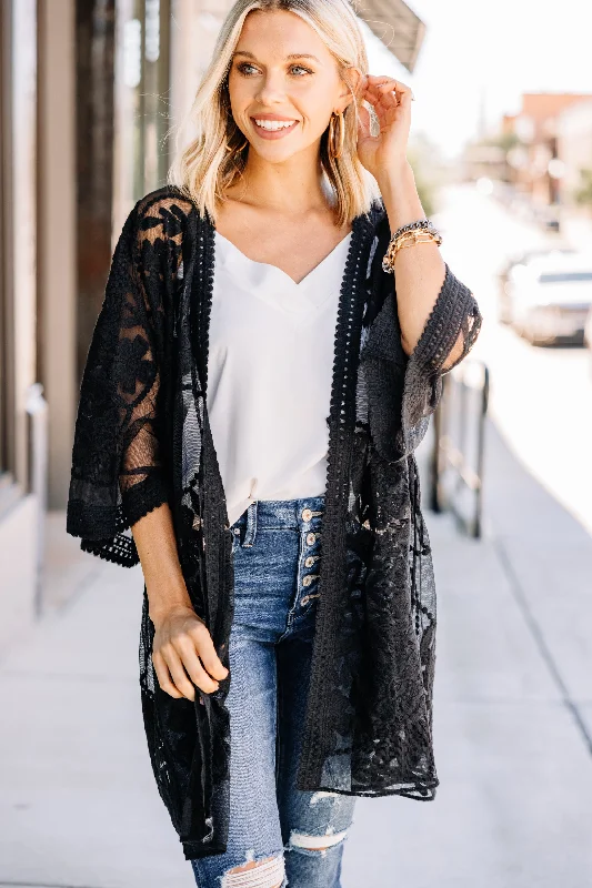 This Is It Black Lace Kimono