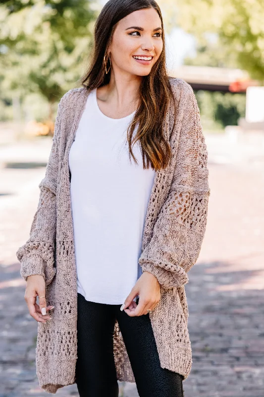 Why I'm Me Mocha Brown Open Stich Cardigan