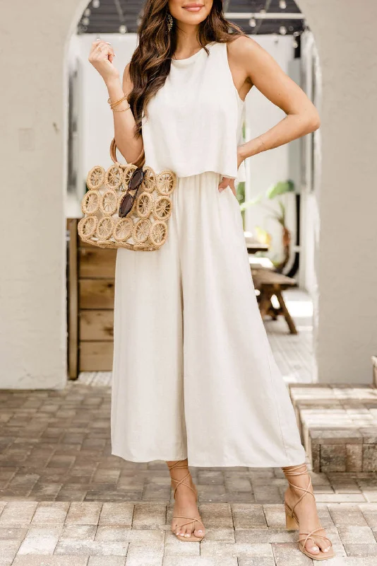 Sleeveless Ankle Length Wide Leg Jumpsuit