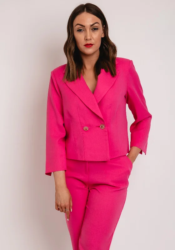 Camelot Lapel Collar Short Blazer, Pink