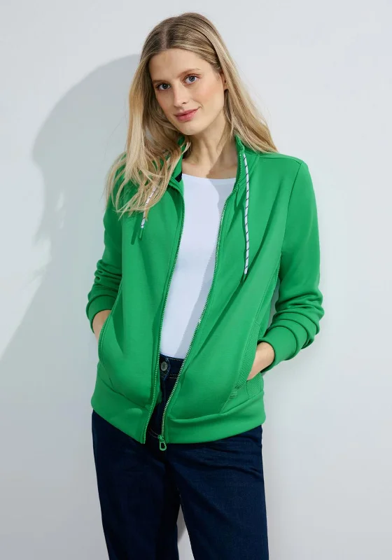 Cecil Drawstring Collar Sweat Jacket, Celery Green