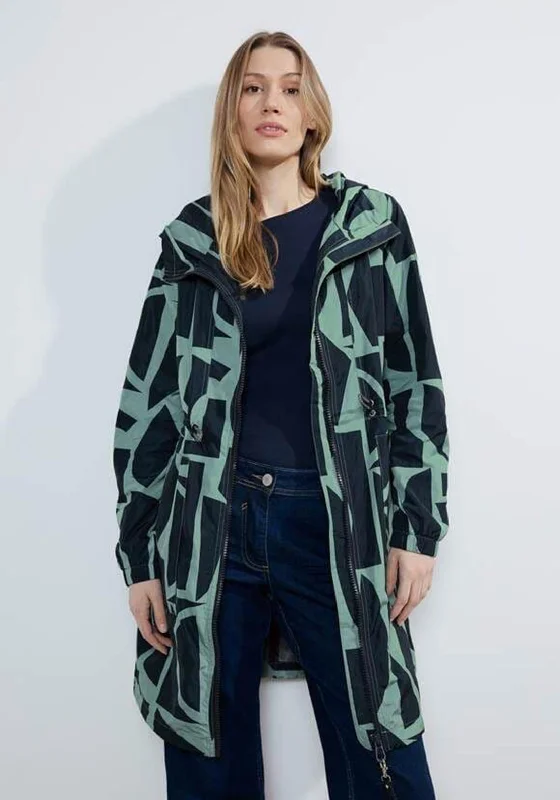 Cecil Printed Memory Rain Jacket, Raw Salvia Green