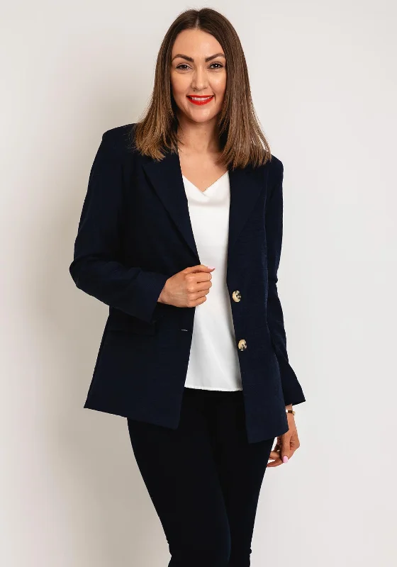 Serafina Collection Textured Blazer, Navy