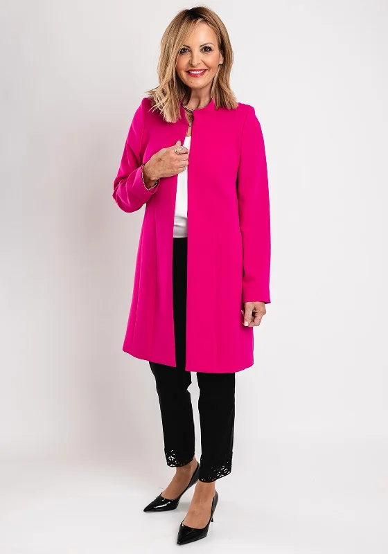 Christina Felix High Neck Longline Jacket, Raspberry