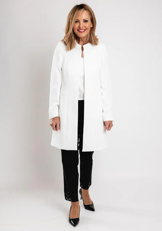 Christina Felix High Neck Longline Jacket, White