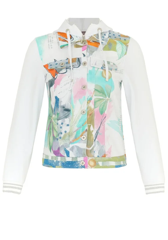 Dolcezza Two in One Pastel Print Hooded Jacket, White