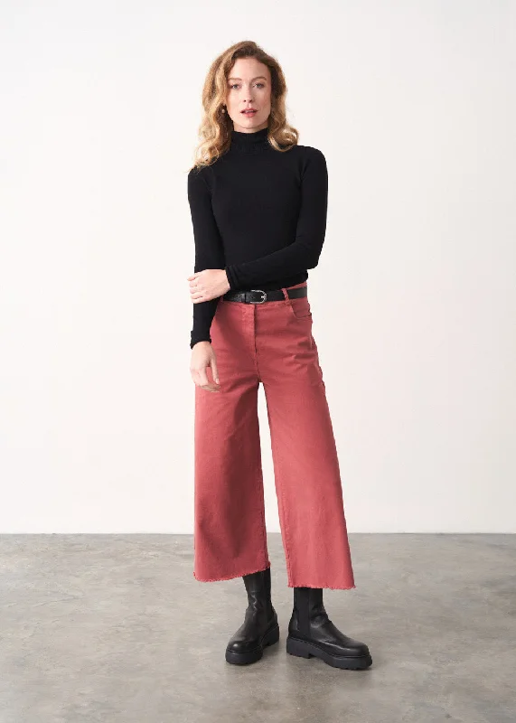 DUCHESS WIDE LEG CROPPED TROUSER - DARK PINK