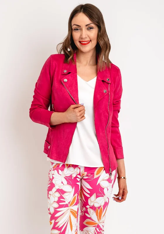 Serafina Collection Faux Suede Biker Jacket, Pink