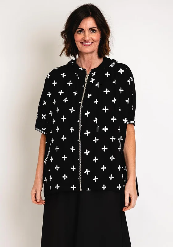 Malissa J One Size Hooded Print Jacket, Black