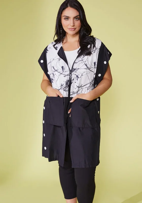 Ora Contrast Panel Print Jacket, White & Black