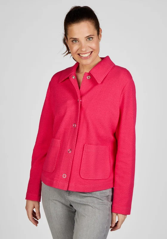 Rabe Snap Button Textured Short Jacket, Pink