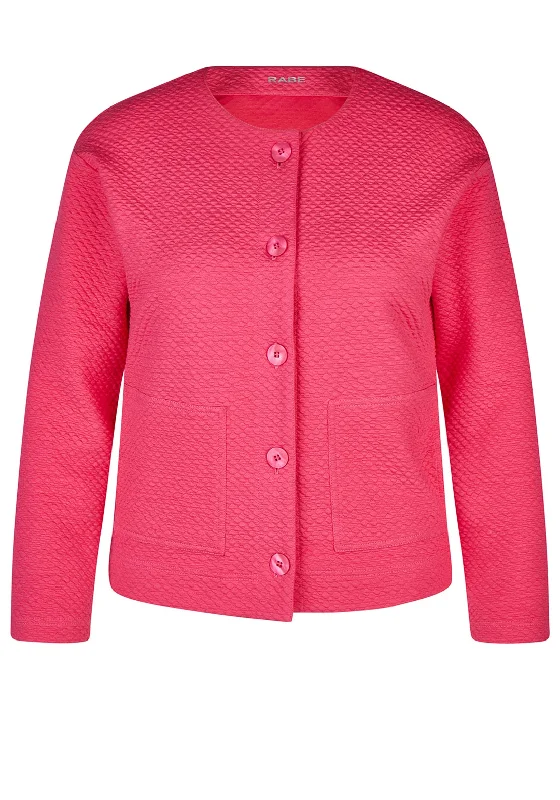 Rabe Button Up Waffle Textured Short Jacket, Pink