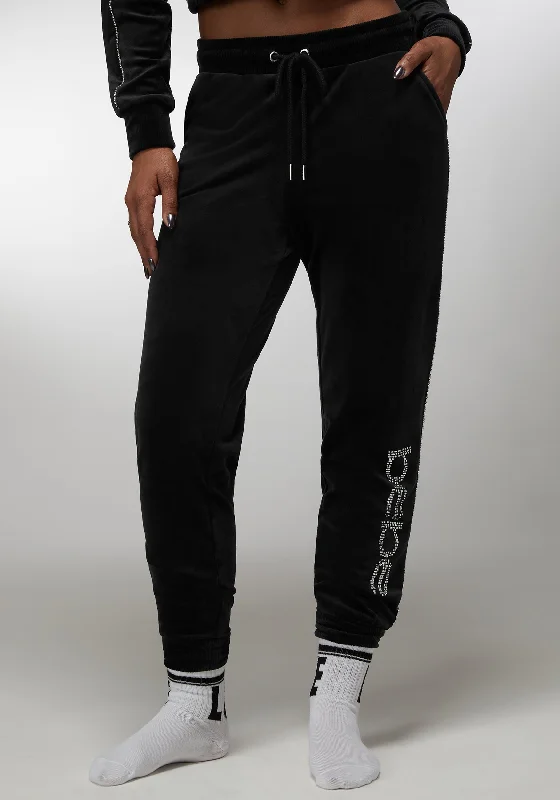 Rhinestone Detail Velour Jogger