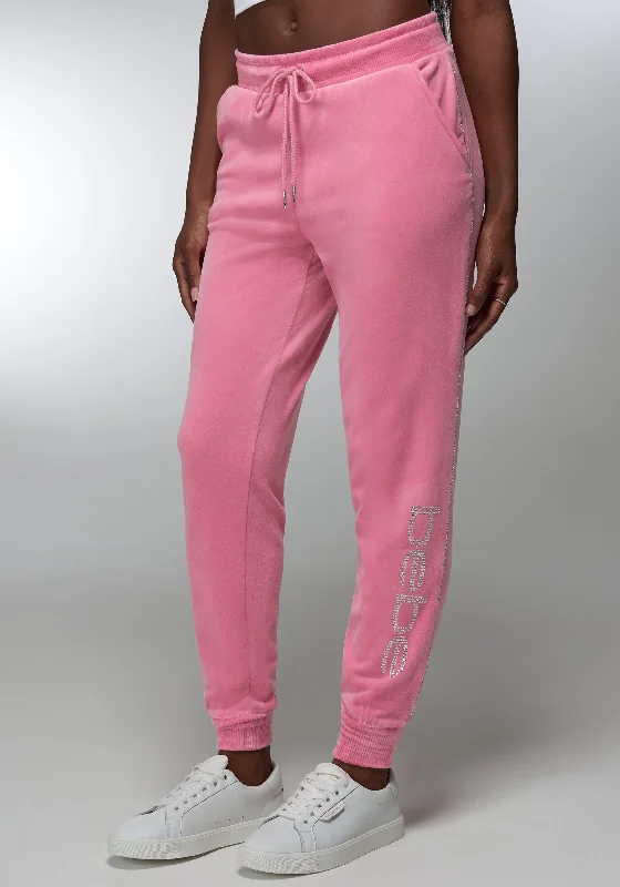 Rhinestone Detail Velour Jogger