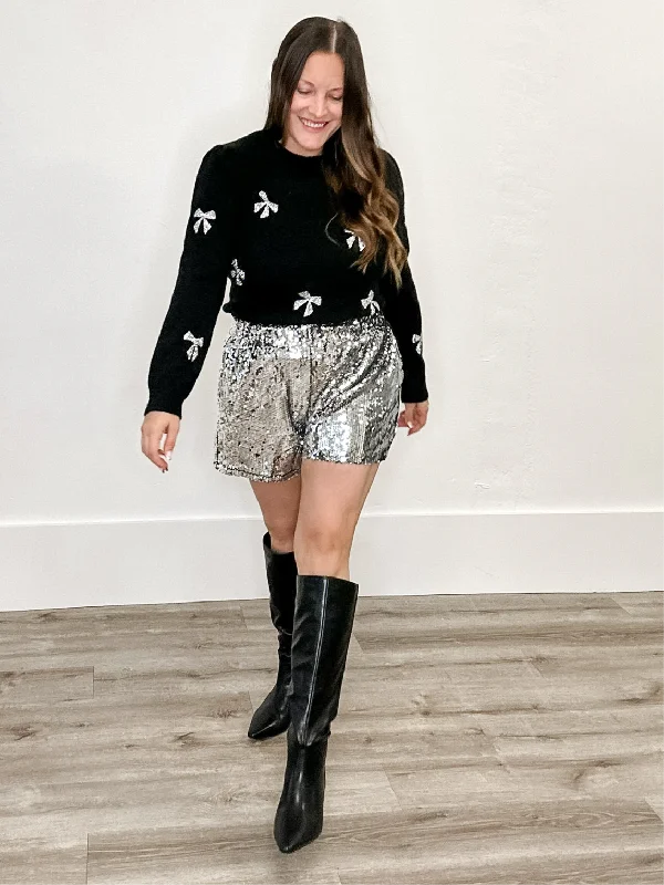 Sequin Shorts - Silver