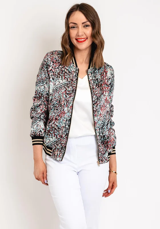 Serafina Collection Printed Bomber Jacket, Blue