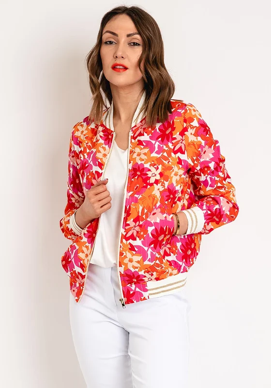 Serafina Collection Floral Bomber Jacket, Coral