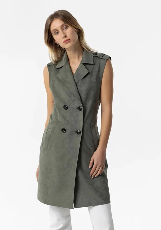 Tiffosi Robe Faux Suede Sleeveless Jacket, Green