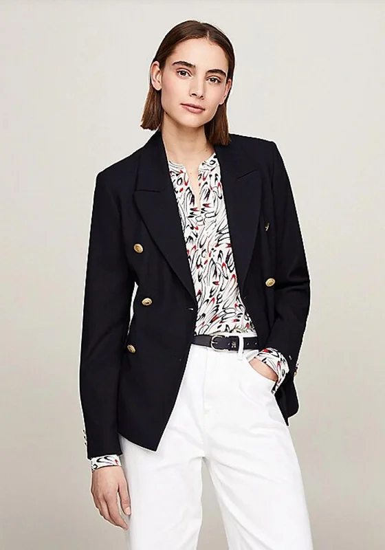 Tommy Hilfiger Double Breasted Pique Blazer, Desert Sky